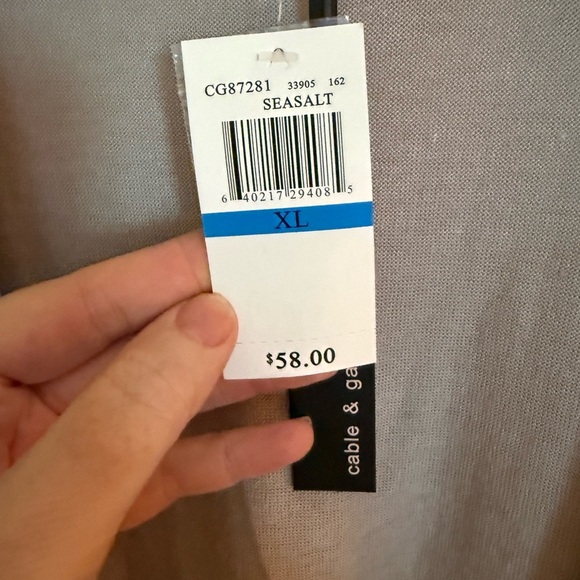 NWT-Cable & Gauge Gray Cardigan Sweater – Open Front – Size XL - Picture 6 of 9